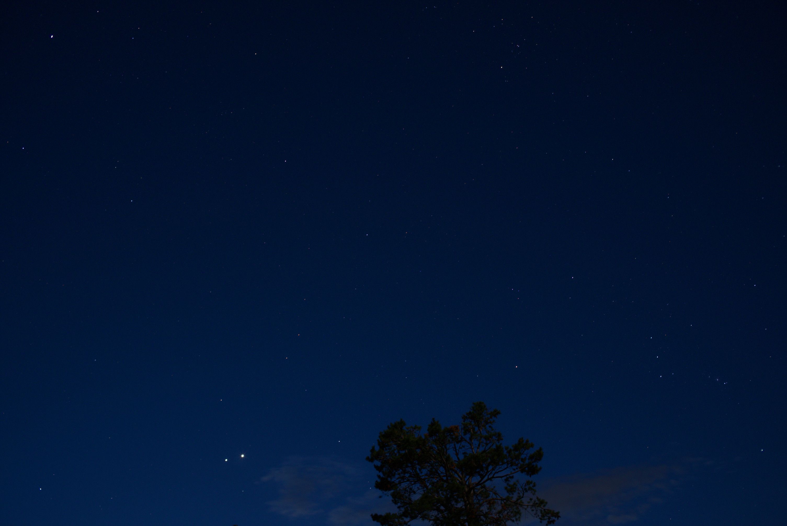 Pointing the camera higher up captures other bright constellations of the winter sky.