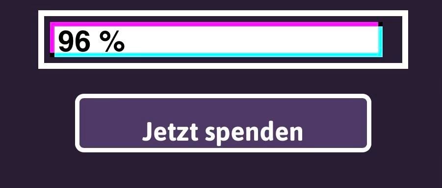 Bild eines Spendenbalkens mit Text 96% darauf