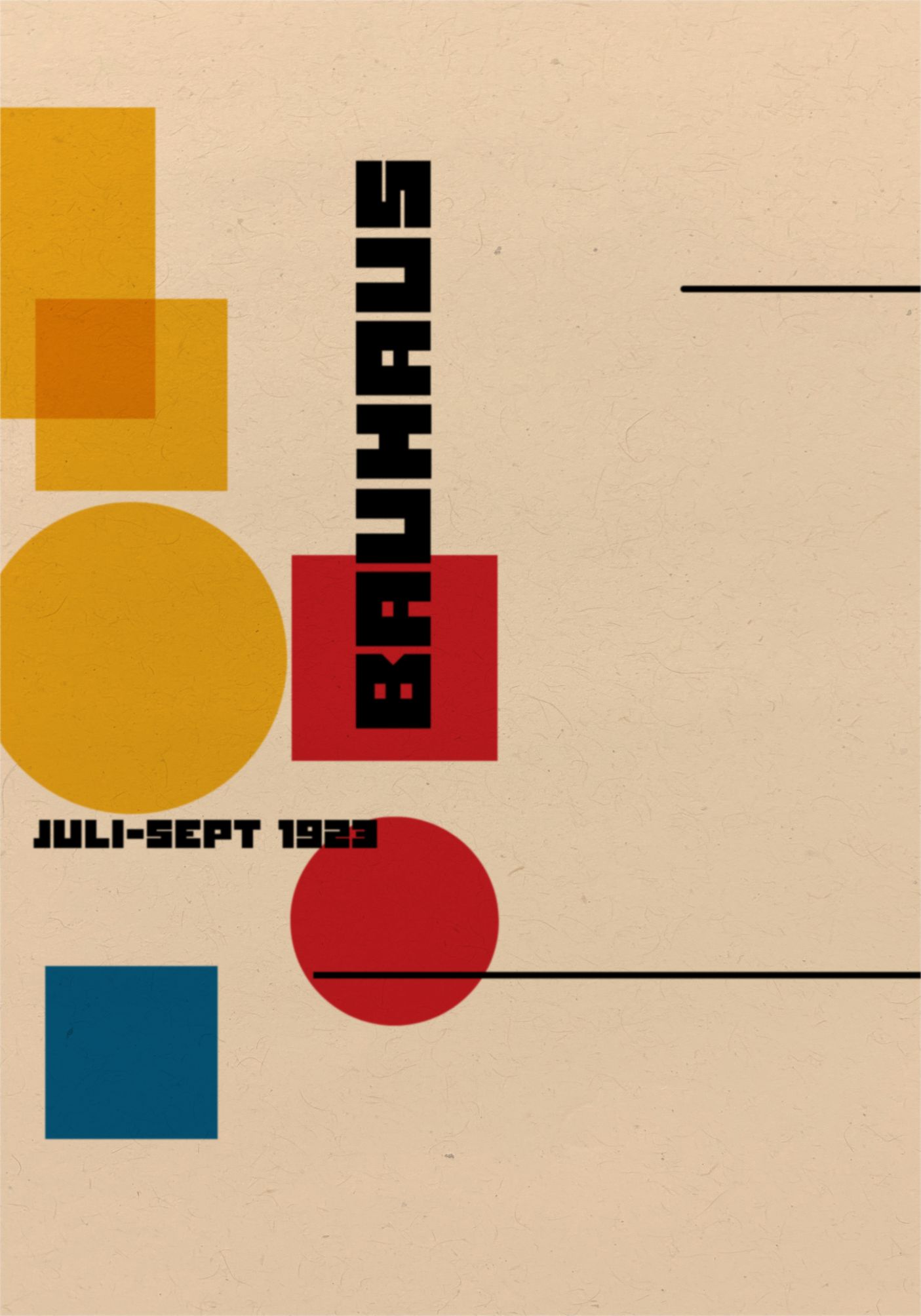 All images show posters containing simple colorful geometric shapes and the words "Bauhaus, Juli-Sept 1923, Weimar"