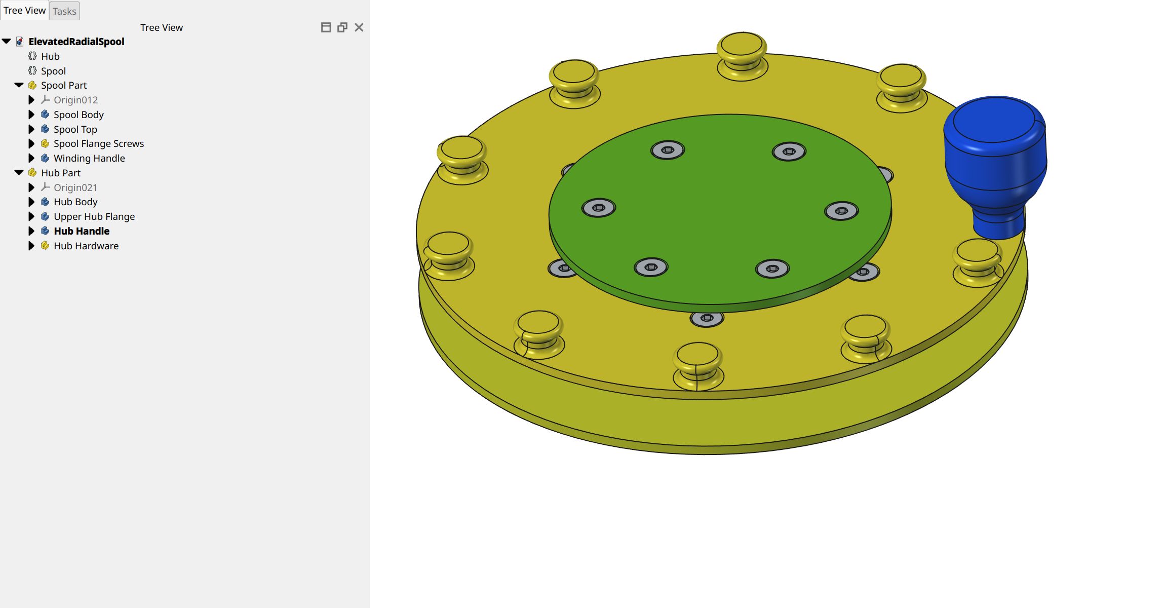 Screenshot of FreeCAD model showing top of modified, larger model