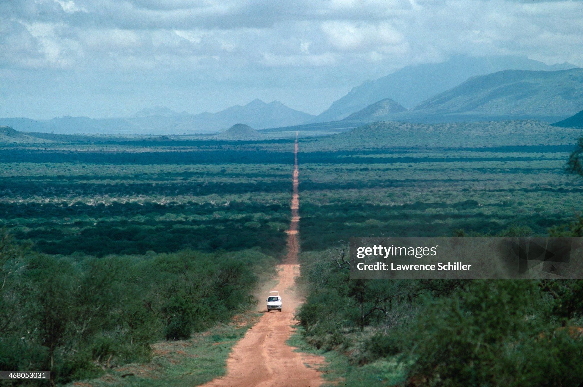 Earth road in Maktau gate airport in Taita Taveta, 1977.