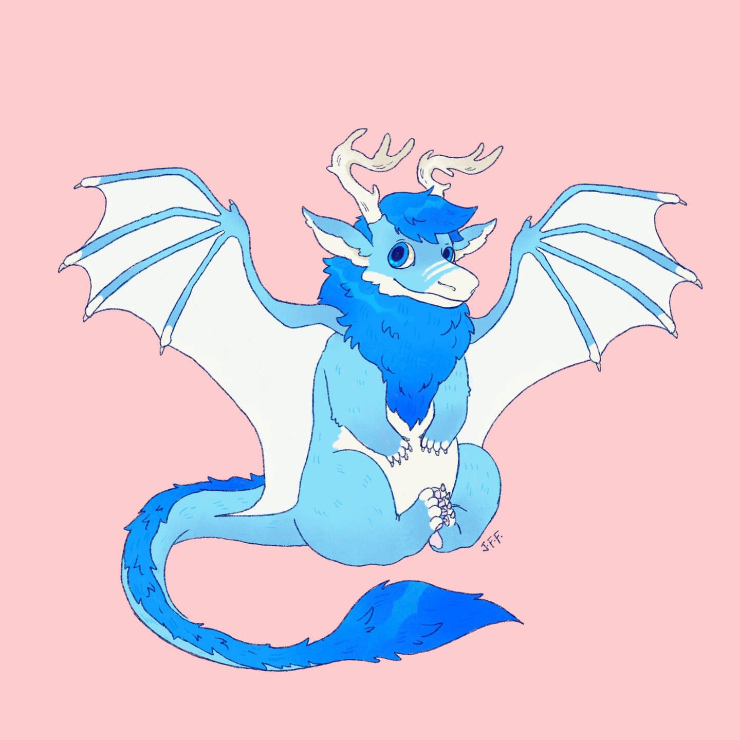 A very innocent-looking sky blue fluffdragon.