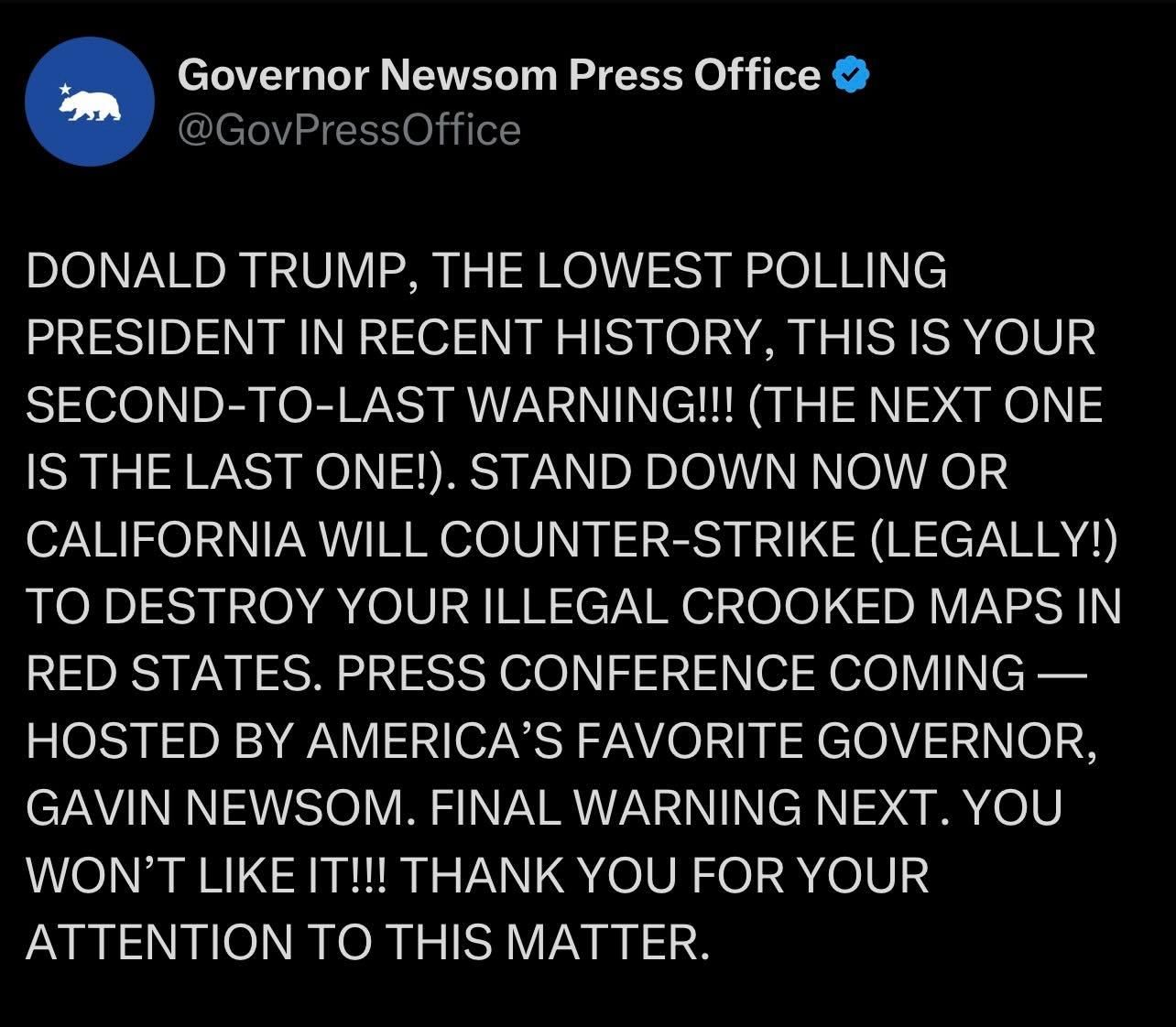Newsom Press Office