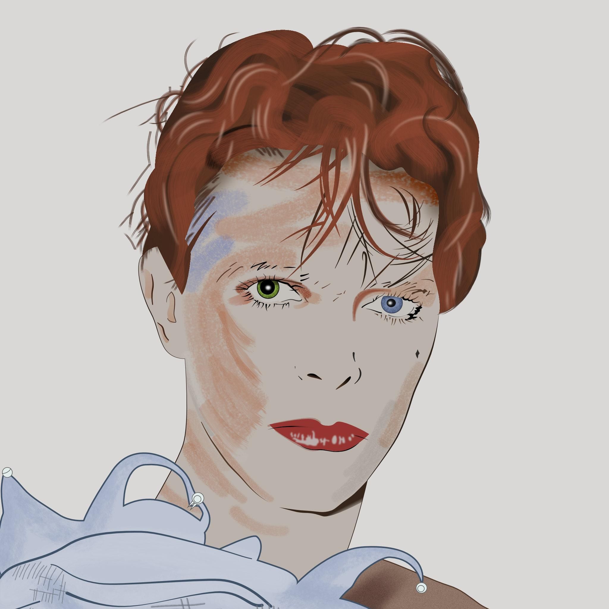 Close-up of Bowies face from the previous image