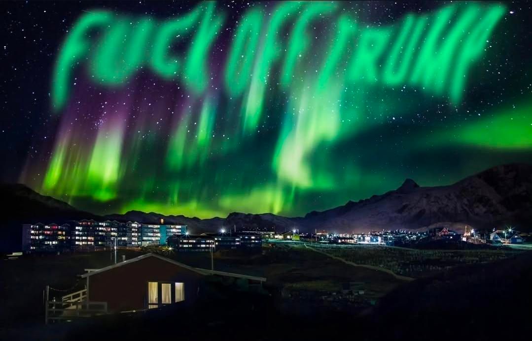 Northern Lights spelling "Fuck off Trump."