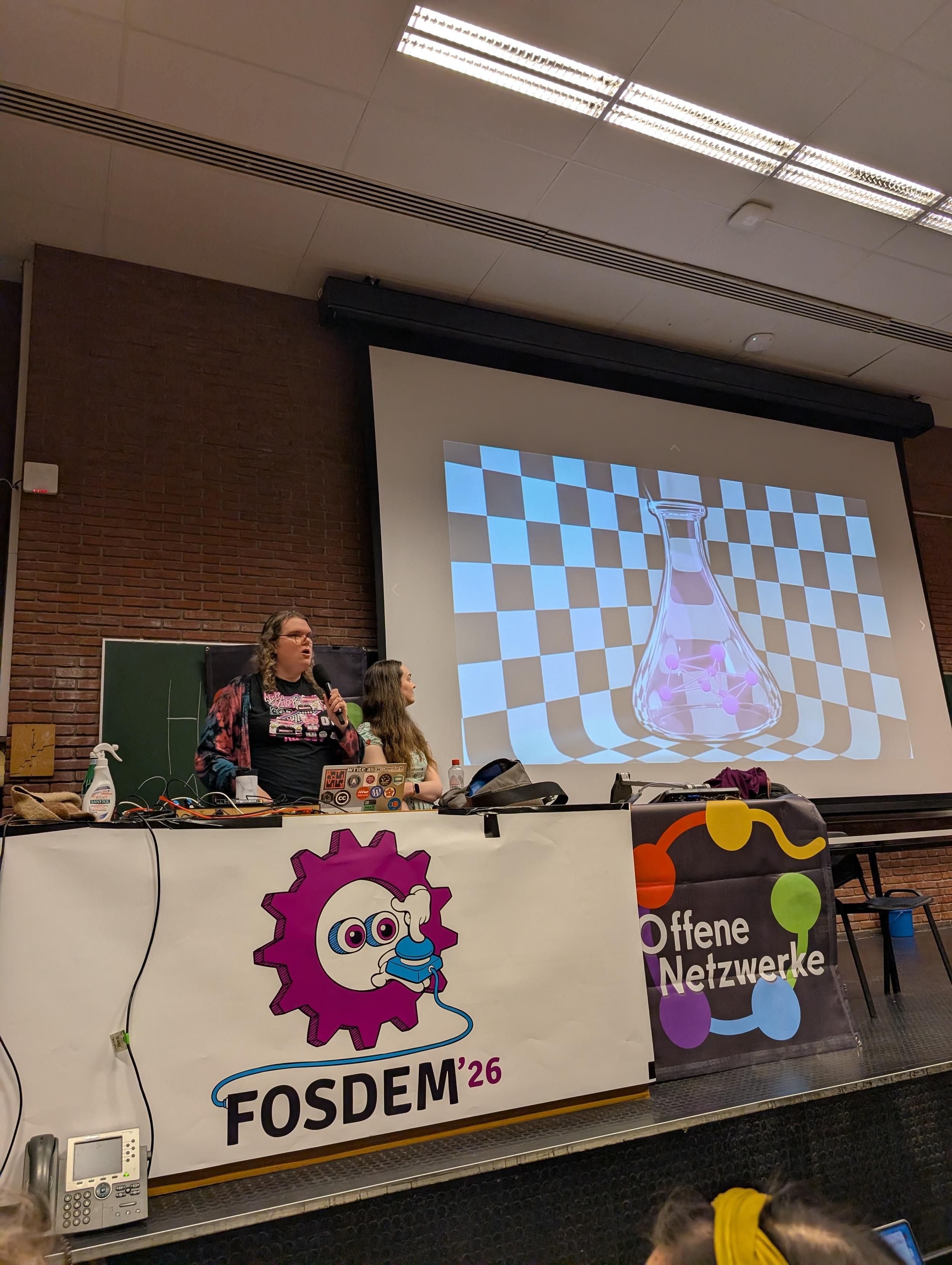 Christine and Jessica on stage