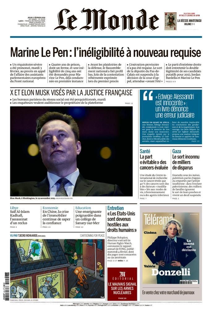 Front page of Le Monde.