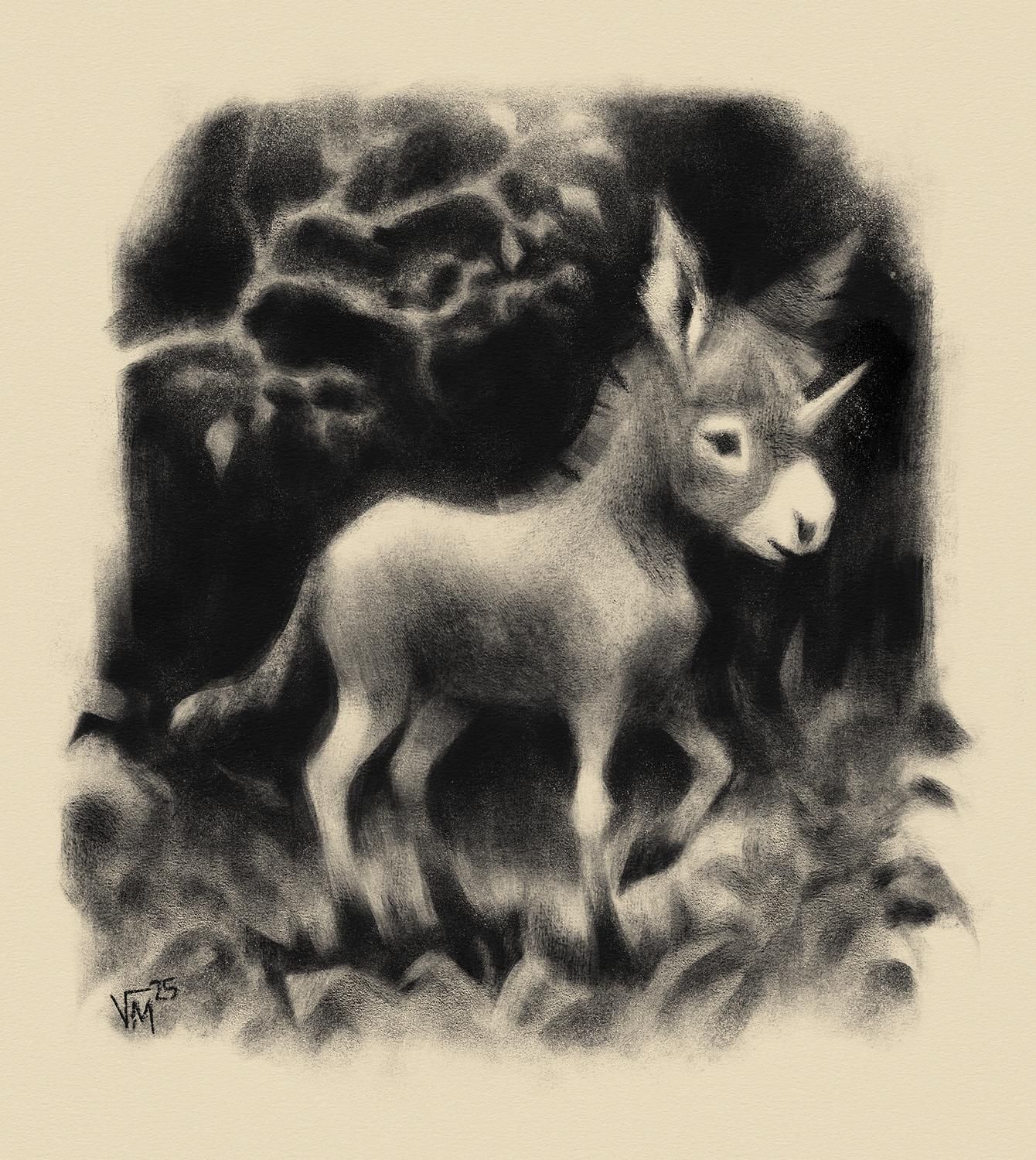Donkey with a horn, digital drawing by Victoria Maderna.