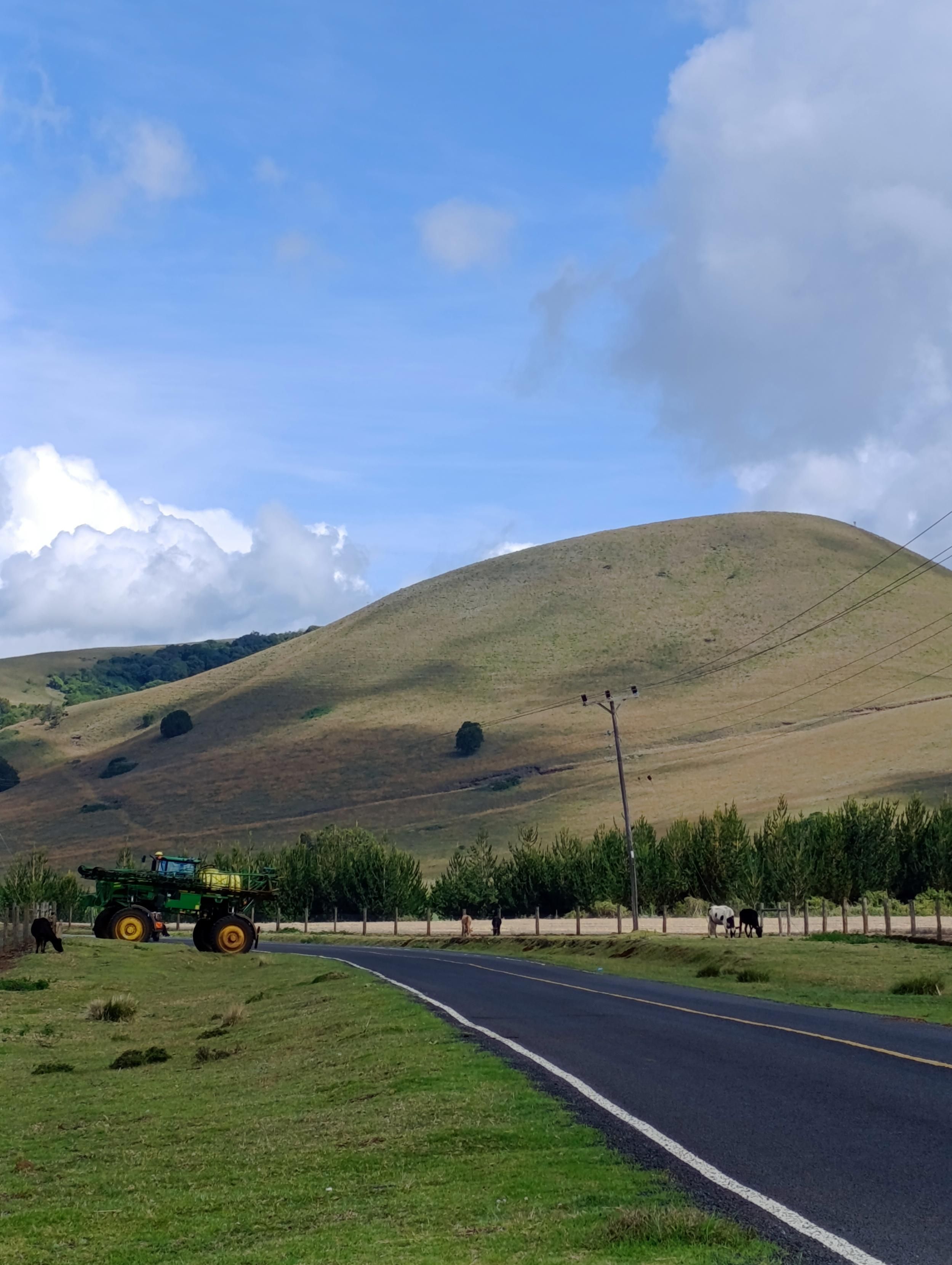 Hill, tractor, Kisima road through kisima farm in Kenya 