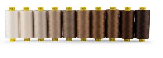 "Staying Neutral"
An array of brown threads from cream to dark brown
Gutermann Mara 100 All Purpose Thread Multi-Color Pack - Tex 30 - 1,093 Yds. - 10/Pack 