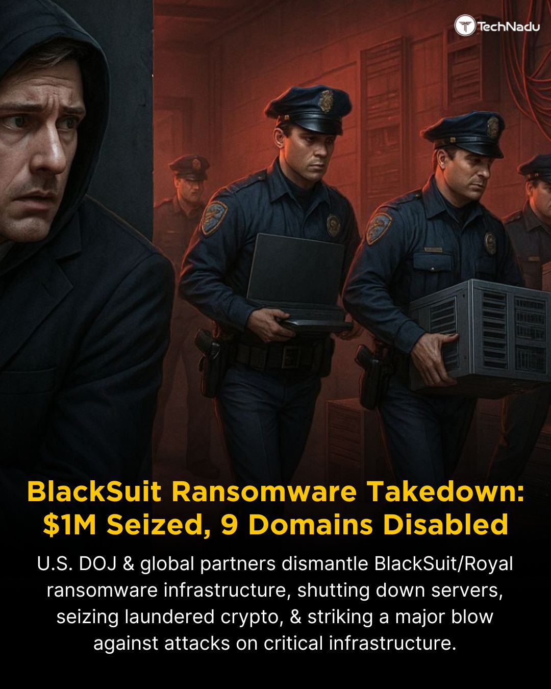 BlackSuit Ransomware Takedown Disables 9 Domains and 4 Servers, Seizes $1M

