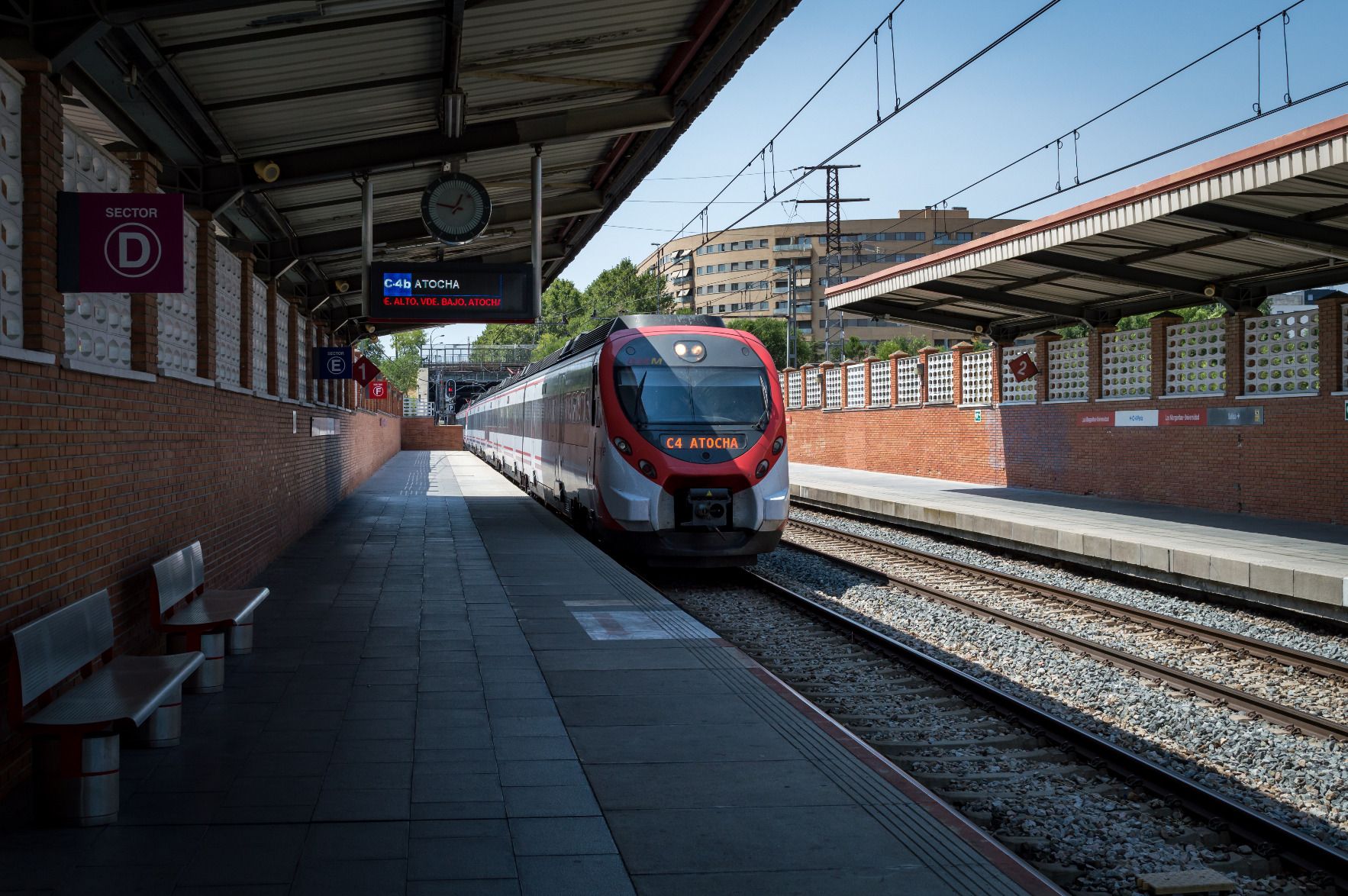 Cercanias Madrid train entering Las Margaritas - Universidad station

It's line C4 to Atocha