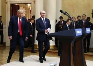 The picture of Trump and Putin from the Helsinki meeting, where Trump looks beaten.