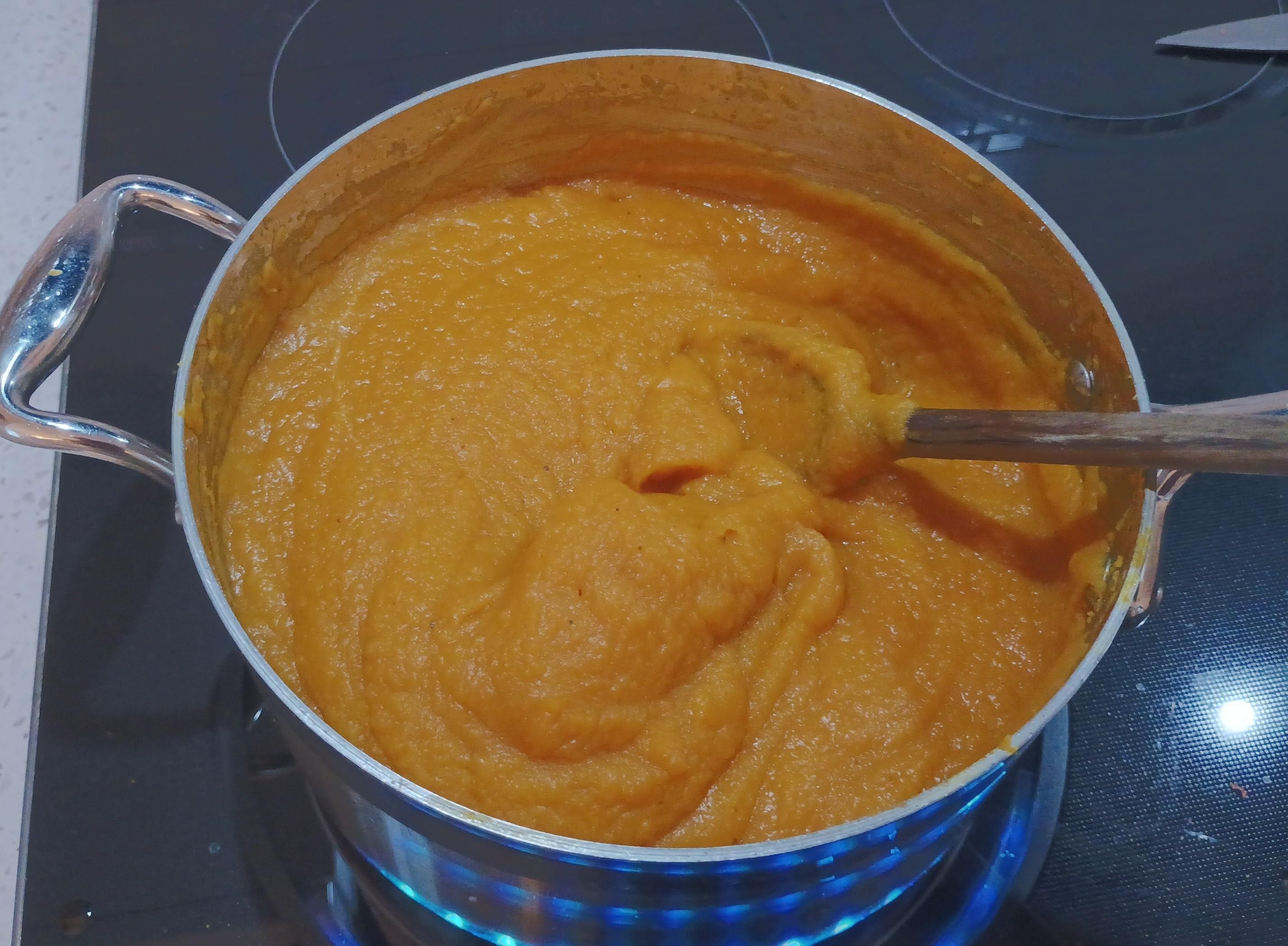 A very thick orange soup. The colours are a bit better in this shot.