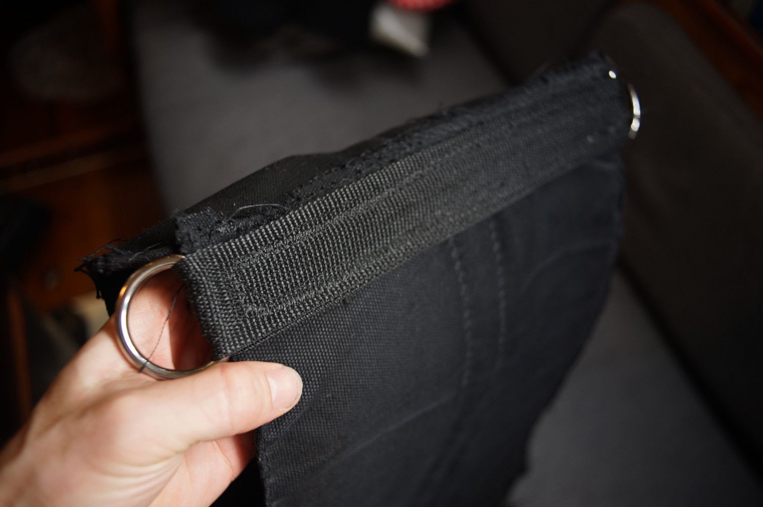 The back straps run inside through heavy duty webbing.