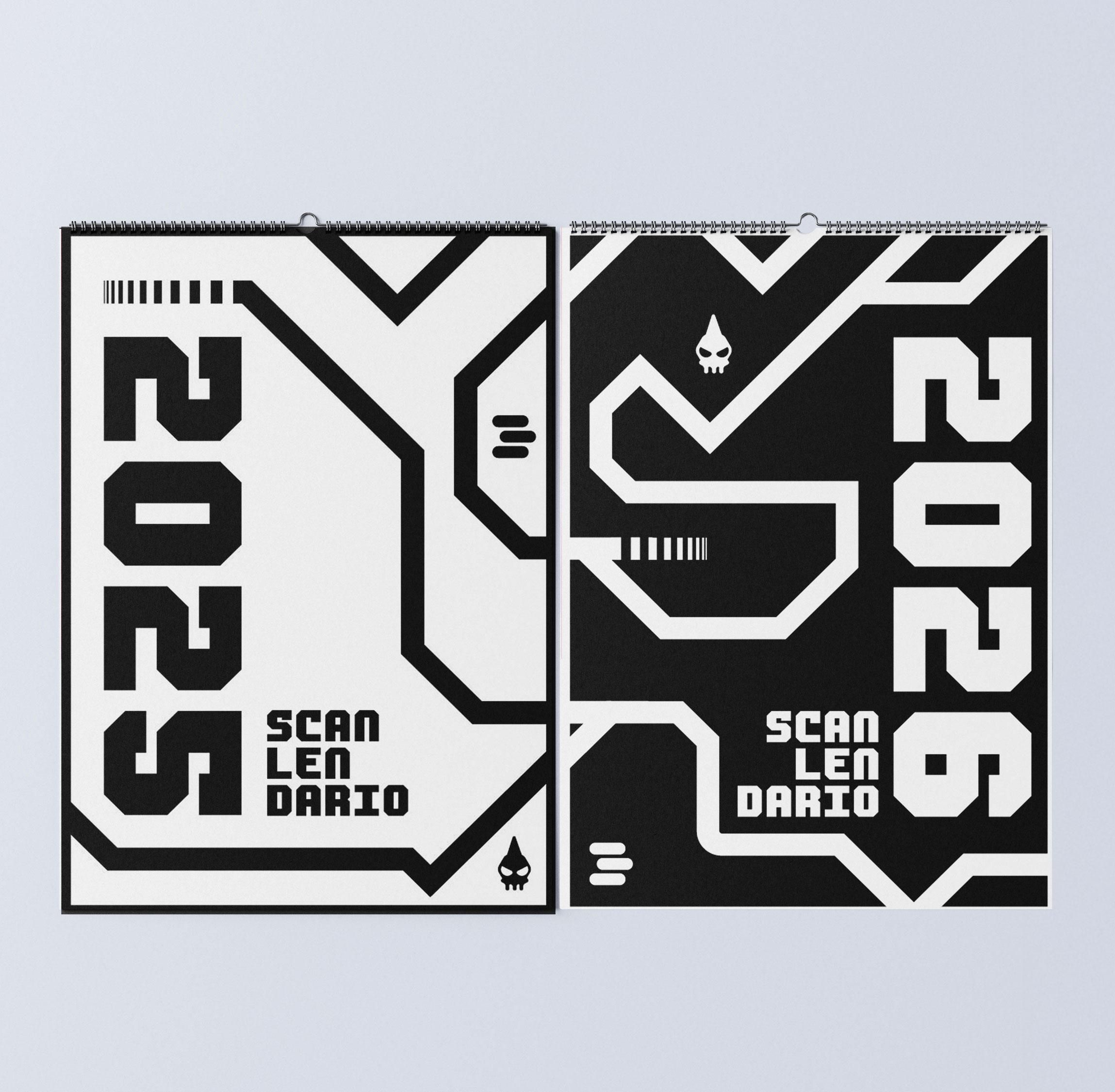Copertina dello scanlendario 2025 accanto a quello del 2026. I disegni sono complementari e combaciano.