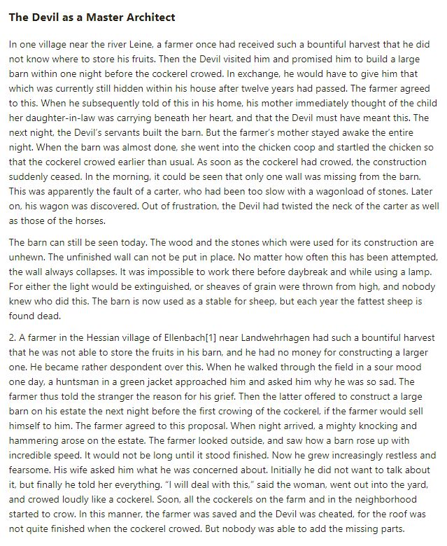 Part 1 of German folk tale "The Devil as a Master Architect". Drop me a line if you want a machine-readable transcript!