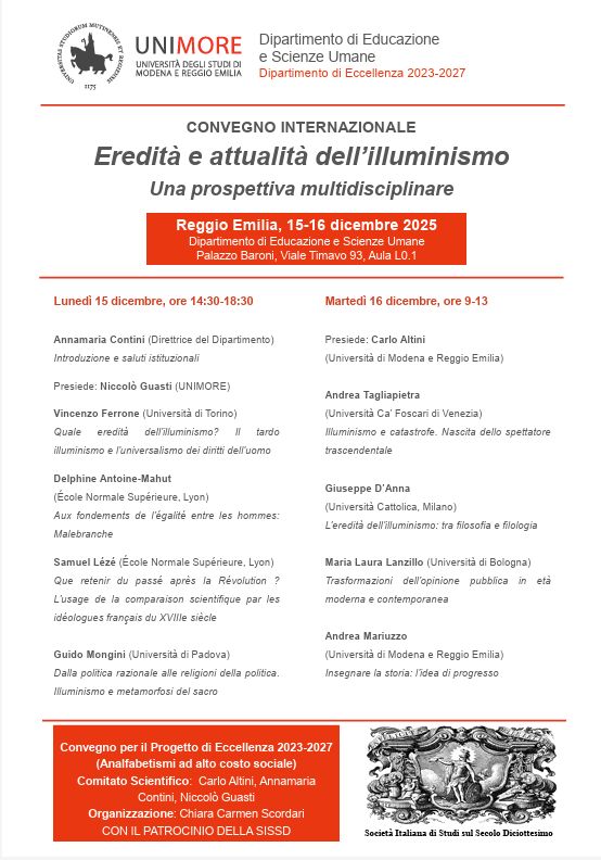 Locandina del convegno "Eredità e attualità dell'illuminismo"