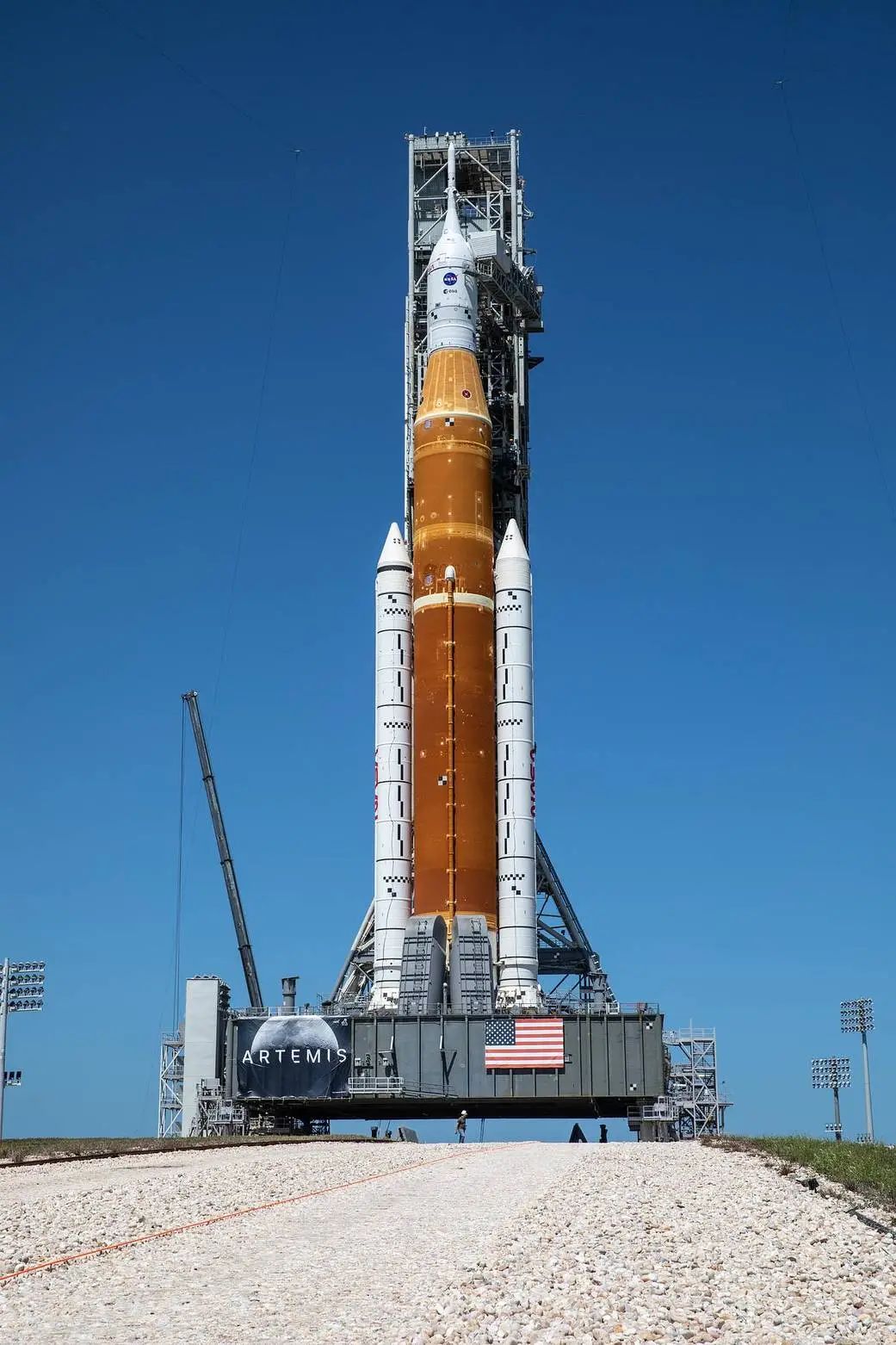 Pic of the rollout of the Artemis I Space Launch System rocket in Aug 2022.
Image credit: NASA/Kim Shiflett