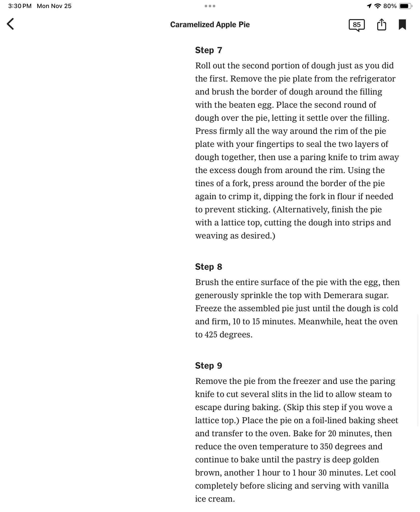 Caramelized Apple Pie recipe