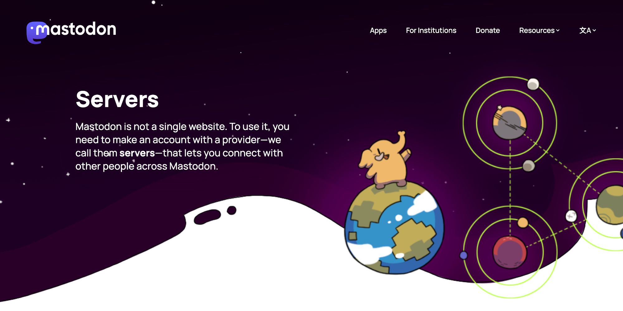 Screenshot of https://joinmastodon.org/servers