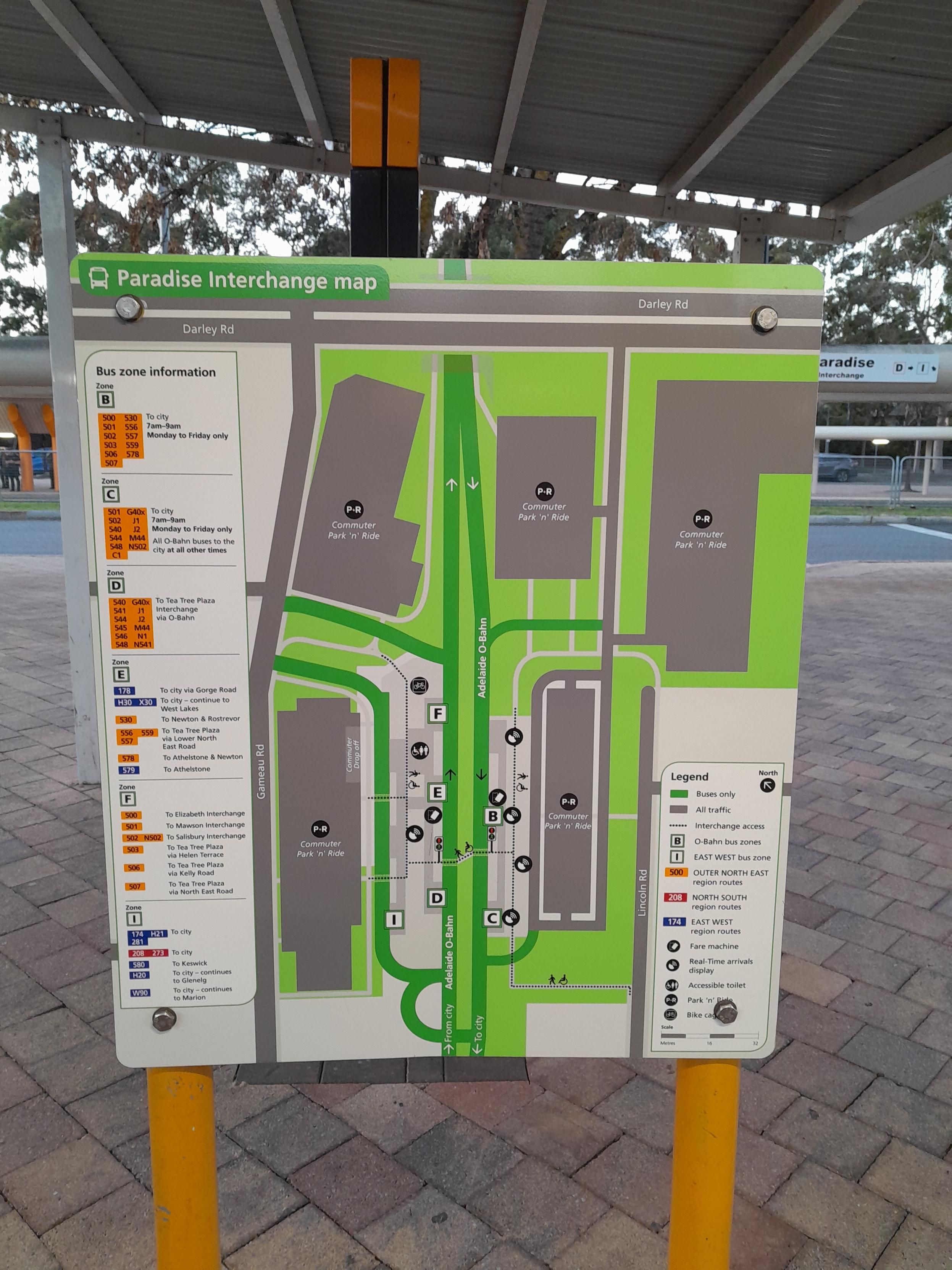A map of Paradise Interchange, showing just how much of Paradise has been paved. It's on a pair of posts in the Interchange, showing people how they got here and dangling the promise of escape.