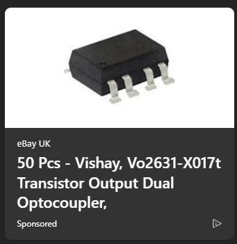 ebay UK: "50 Pcs - Vishay, Vo2631-X017t Transistor Output Dual Optocoupler,"
