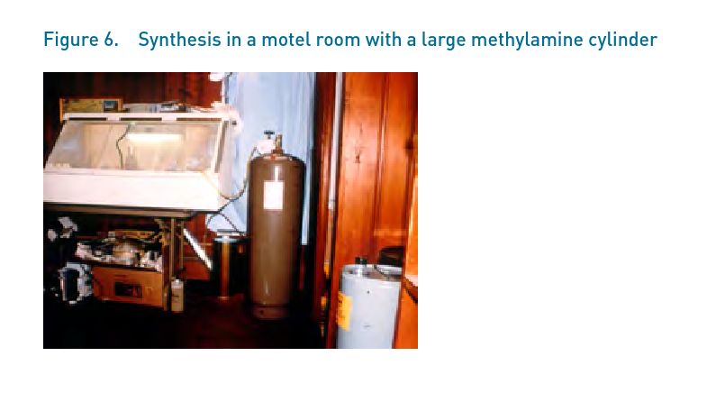 Figure 6. Synthesis in a motel room with a large methamine cylinder