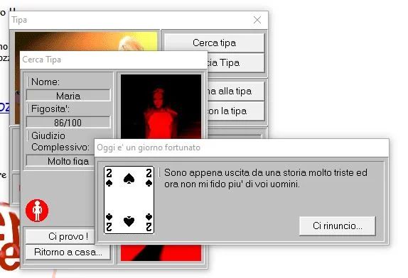 La mitica schermata del gioco Tabboz, in cui le tipe non ti cagavano di striscio