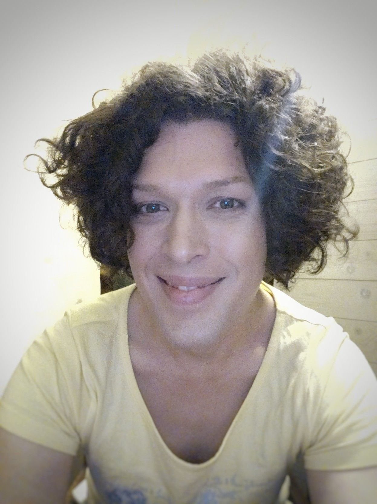 Me smiling enough that my teeth are showing.