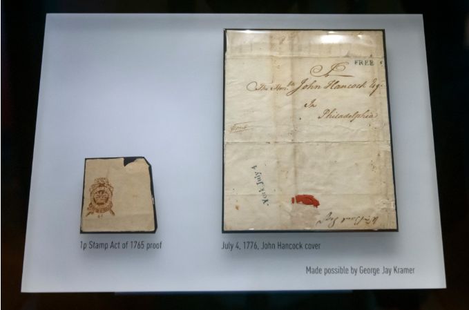 A letter to Declaration of Independence signer John Hancock ​on display at the Smithsonian National Postal Museum ​in Washington​, D.C. Photo: Mark Schiefelbein/Associated Press
