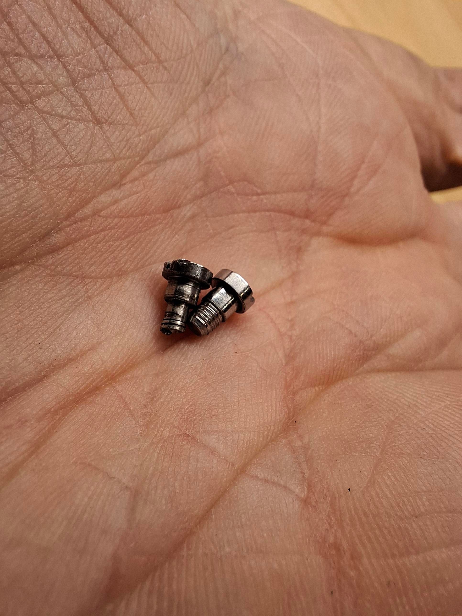 Vis d'origine à gauche et nouvelle vis à droite.