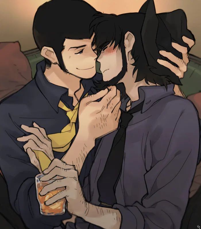 SFW yaoi art of the following characters : arsene_lupin_iii jigen_daisuke