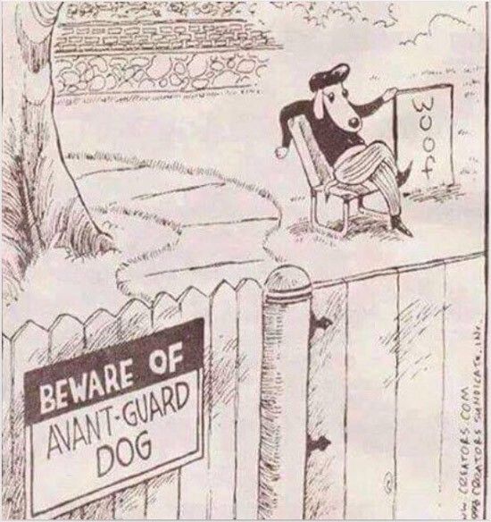 Avant-Guard dog wearing a beret