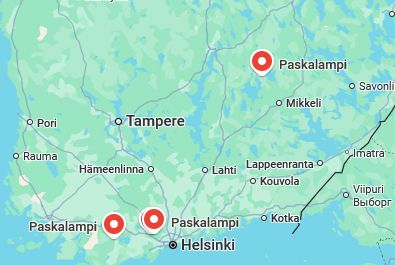 Paskalampia Googlen kartalla