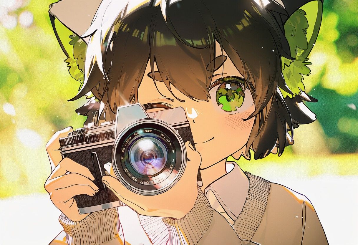 Catboy with a photo camera