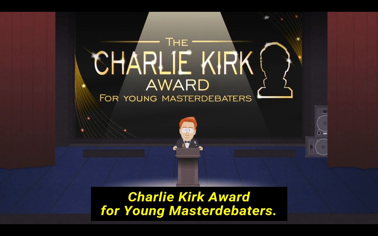 Stage with podium for the Charlie Kirk Award
for Young Masterdebaters.
