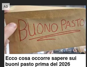 Un foglio di carta da pacchi con su scritto "Buono pasto" a pennarello.