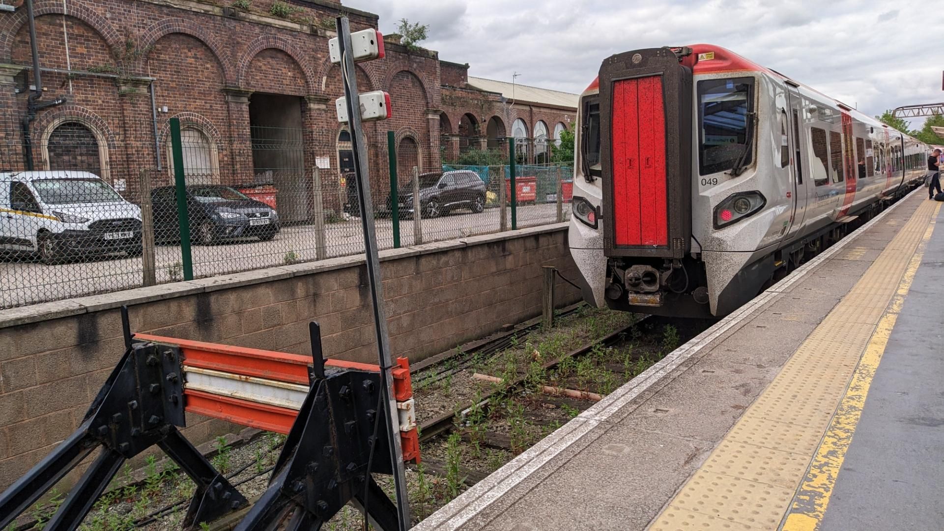 CAF TfW Class 197 waiting at stump track in Chester