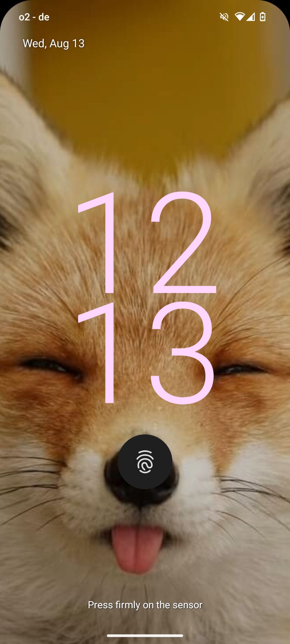 my lockscreen, it has a fox as a wallpaper because the fingerprint sensor makes me boop its snoot to get in