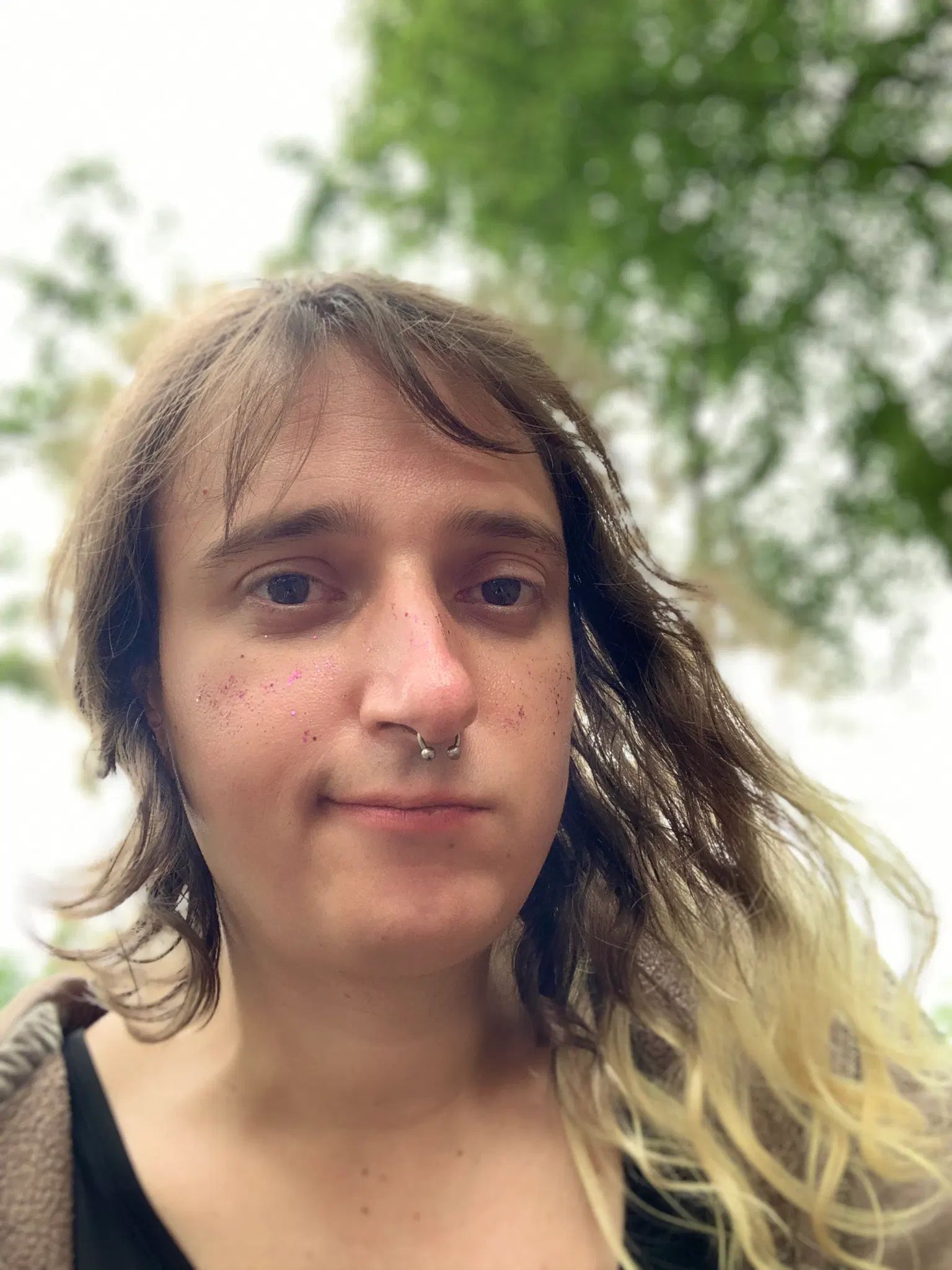 me, outside, with glitter in my face