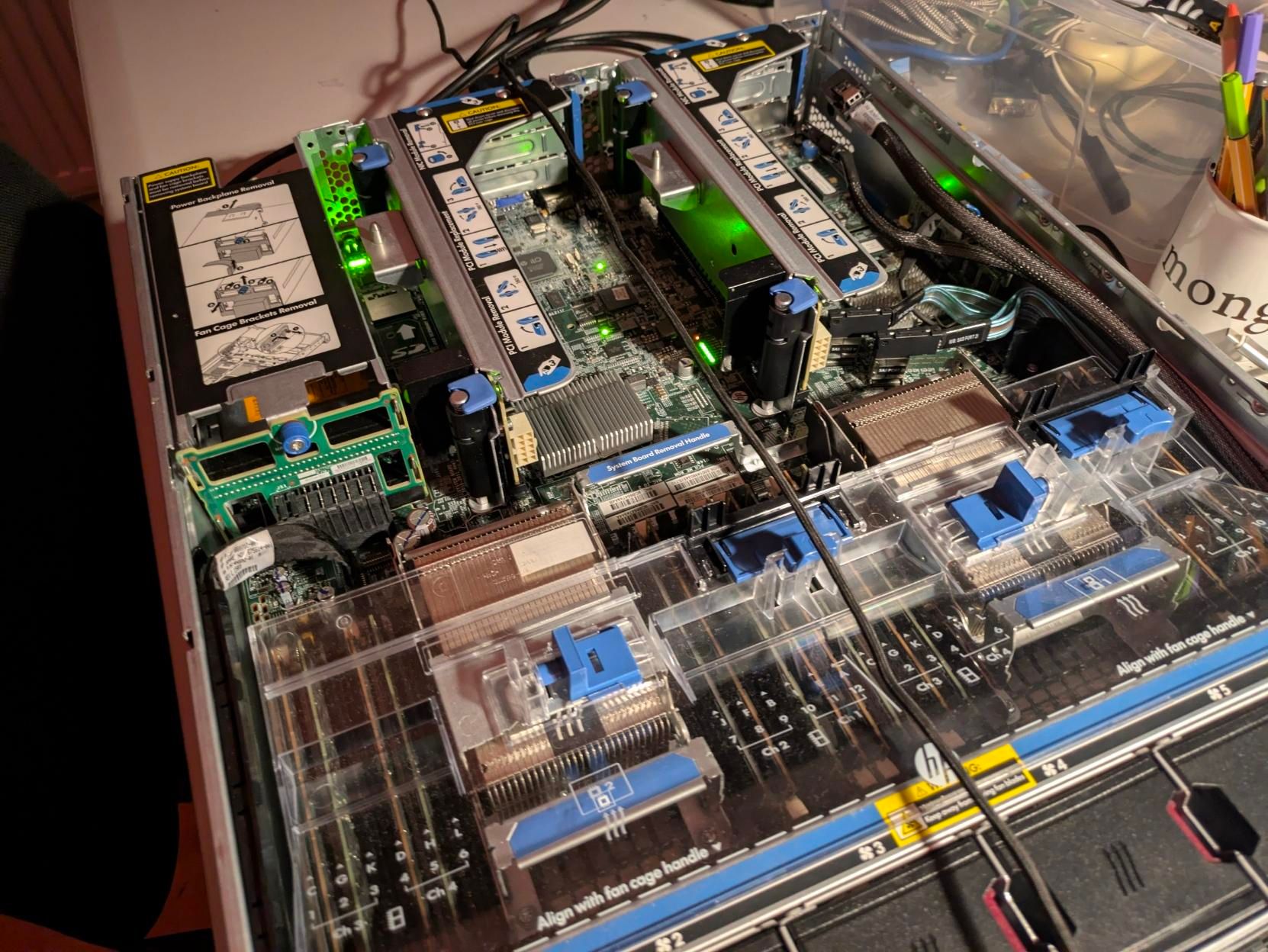 a photo focusing on its motherboard