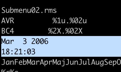 some text in a terminal, from the NXT version screen. the following timestamp is highlighted:

Mar  3 2006
18:21:03