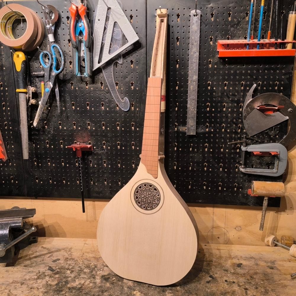 A renaissance cittern currently under construction in my workshop. Front view.