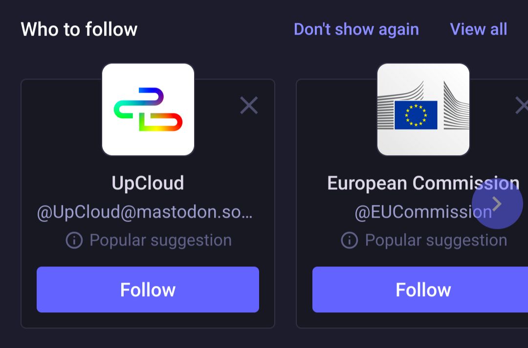 who to follow:
- upcloud
- european commission (parody account)