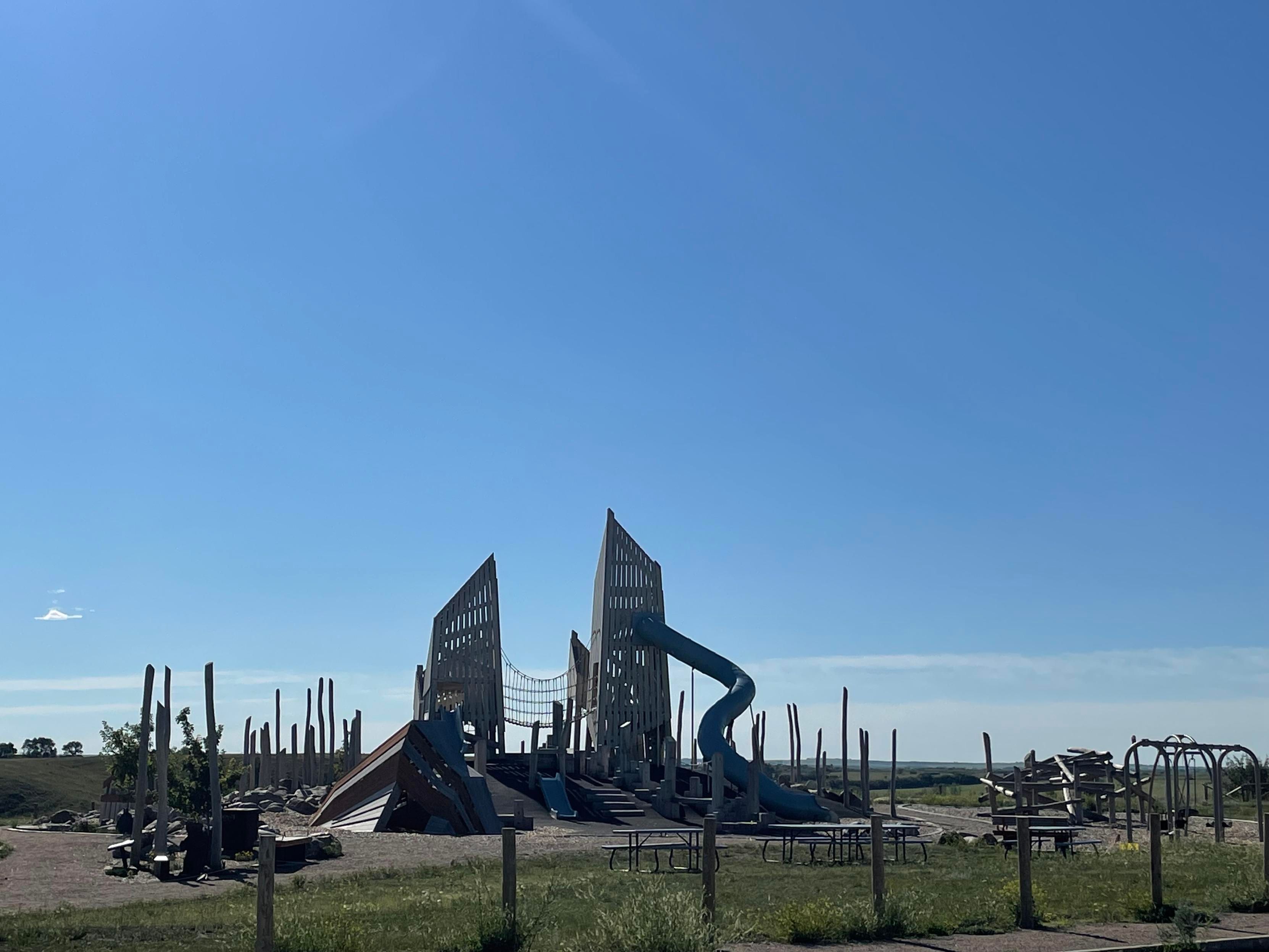 A really cool looking playground is like a pile of sticks