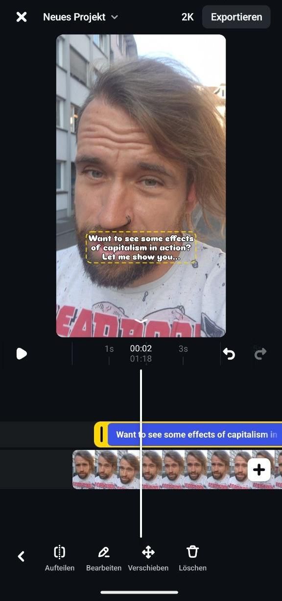 Me editing a video for Insta. There is a text overlaying my face with subtitles of what I just said.