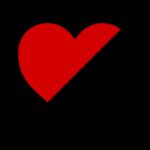 Un cuore stilizzato con la parte in alto a sinistra rossa e la parte in basso a destra nera.