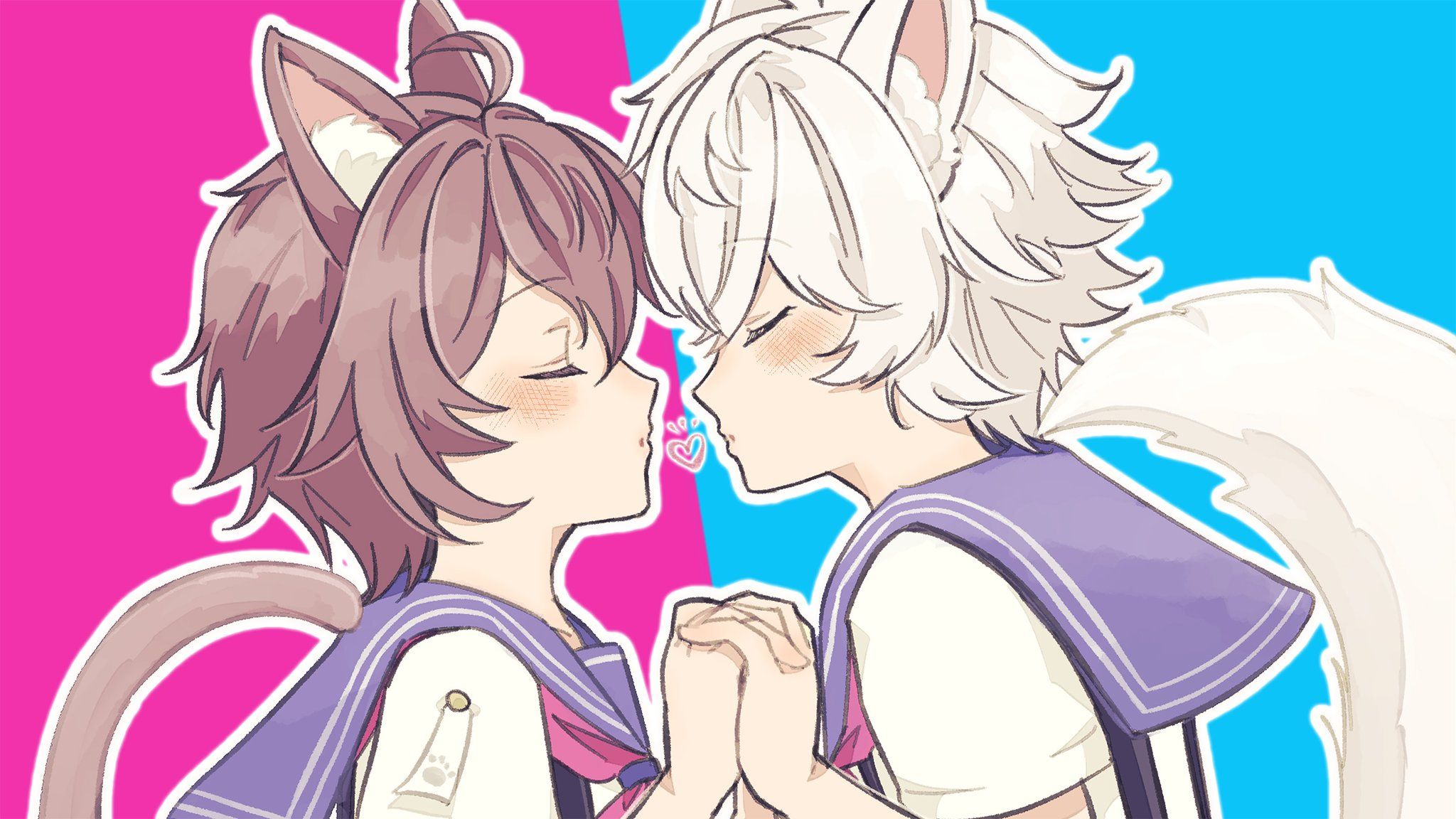 Two catboys kiss