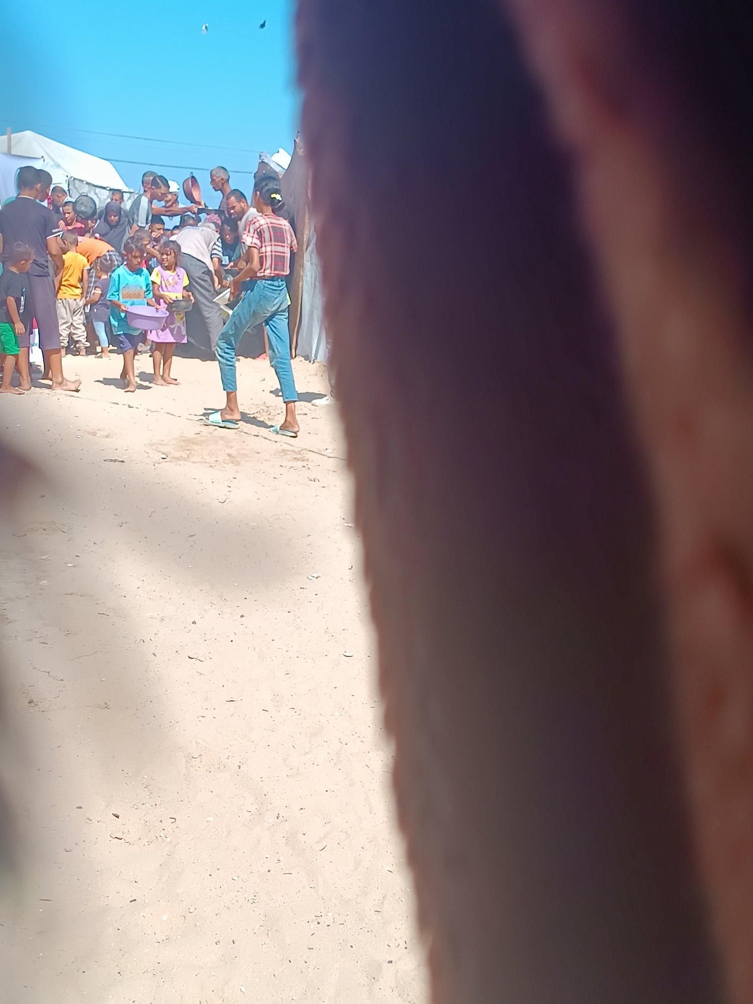 My son Islam goes to the soup kitchen to get food, and we barely manage to get it.😔